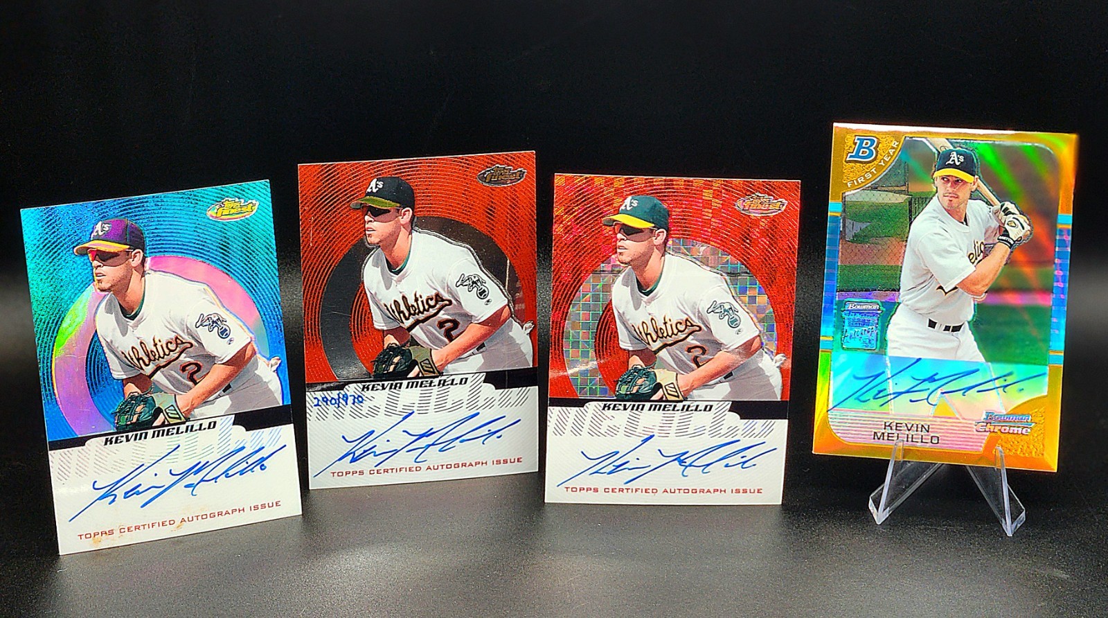 2005 Bowman Chrome 333 Gold Refractor Rookie Auto Last Print 50/50 Kevin Melillo