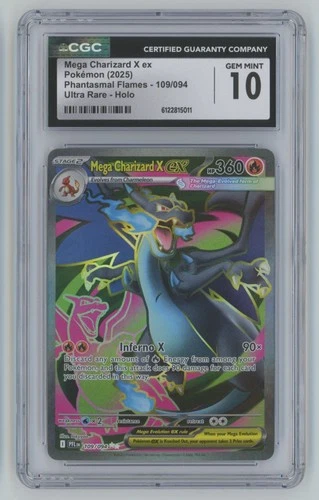 2025 Pokemon Phantasmal Flames Mega Charizard X ex CGC 10 Ultra Rare Holo #109 B