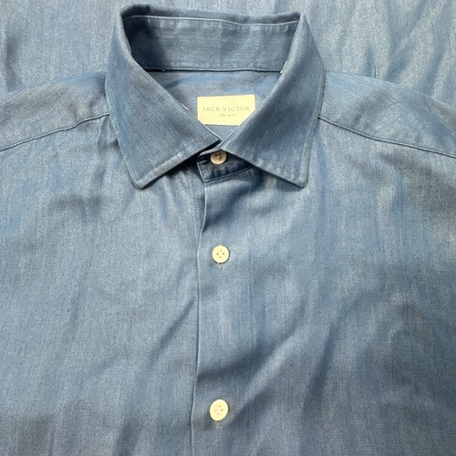 Camicia Jack Victor Lyocel uomo grande L con bottoni blu - Foto 3 di 12