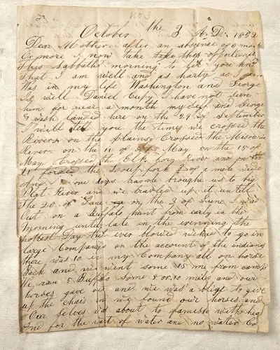 1852 Handwritten Civil War Era 4 Page Letter Plains Wars Indian Massacre Buffalo
