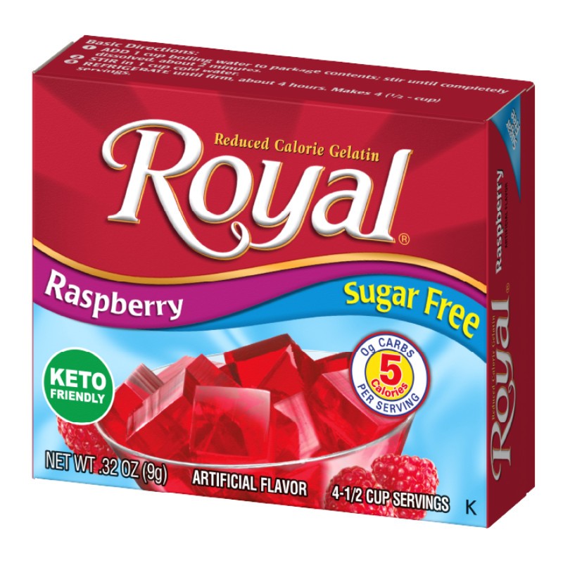 6x Royal Sugar Free Gelatin Raspberry Mix Dessert Snack Fruit Flavor New 32oz 2390₽