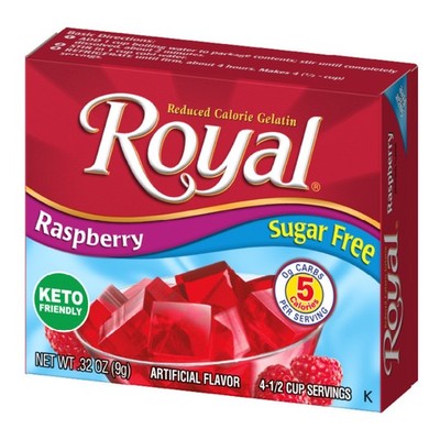 6x Royal Sugar Free Gelatin Raspberry Mix Dessert Snack Fruit Flavor New .32oz
