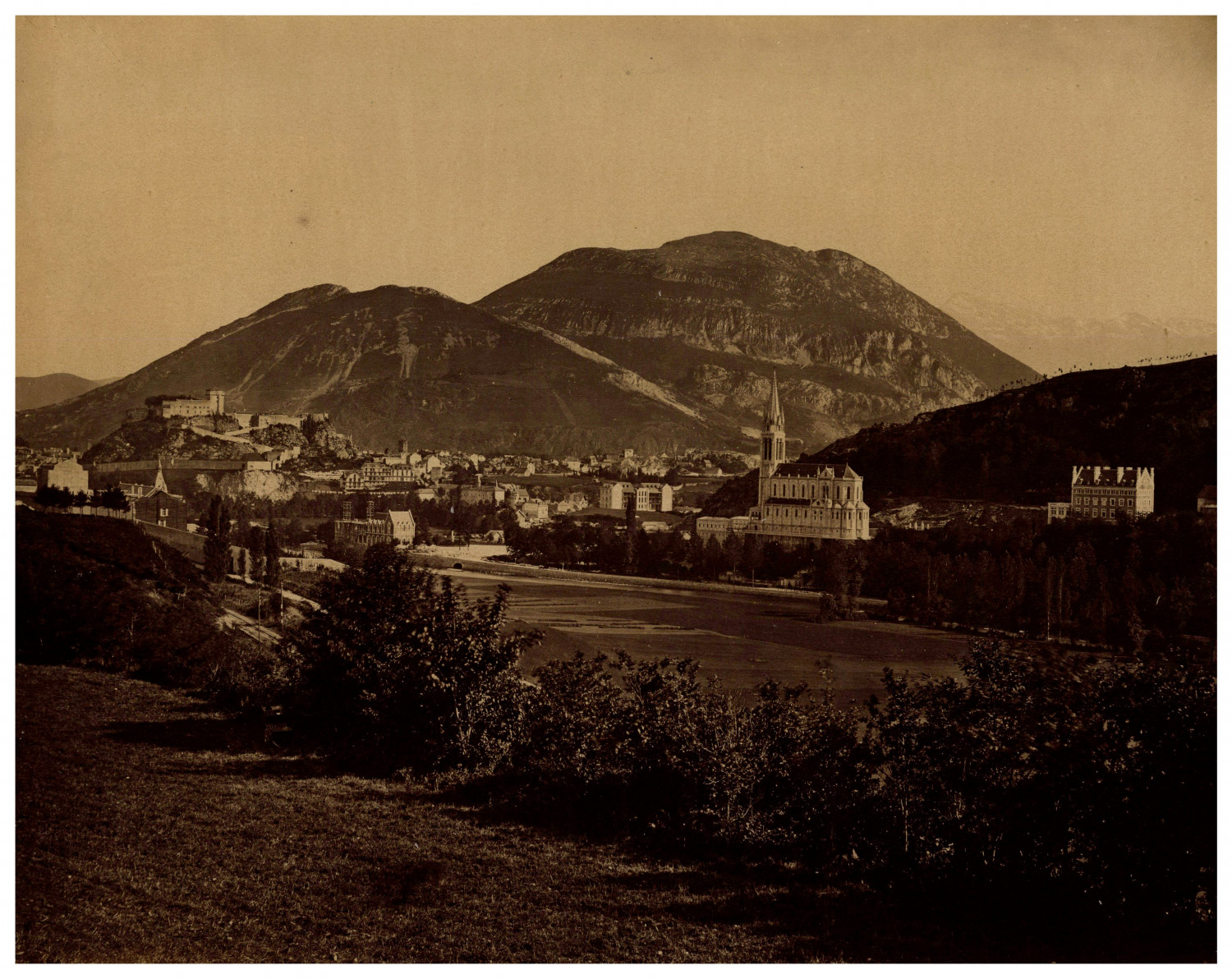 France, Lourdes, Vue Générale vintage albumen print Tirage albuminé 19x24
