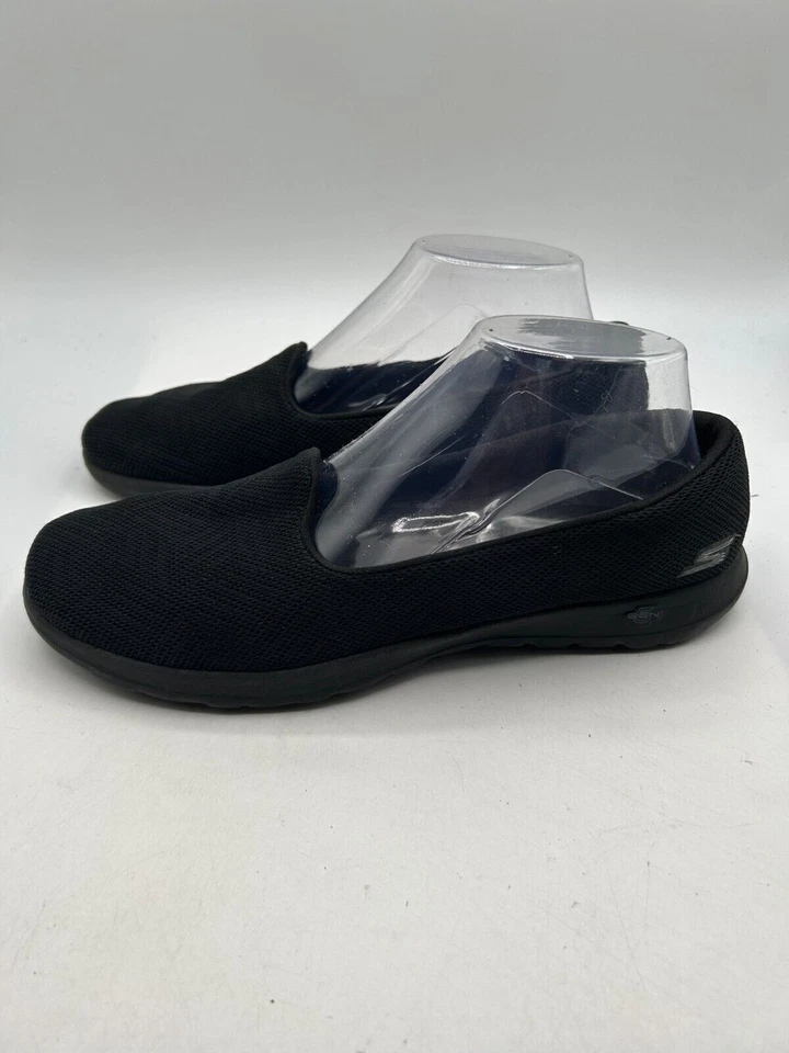 Skechers Slip-On Flats Women's Sz 9 Black Fabric Lined Round Toe Loafer Shoes - Image 2 of 4