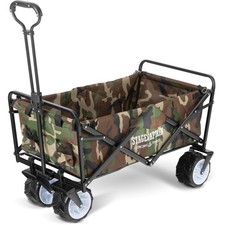 Klappbarer Strandwagen im Camouflage-Design mit Offroad-Reifen und großem Korb