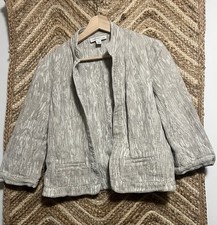 Coldwater Creek Vintage Beige Gray Patterned Jacket,Textured,Open Front,Size 6