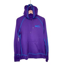 NIKE Therma-Fit Hoodie Women's Medium Pullover Thumb Holes Purple