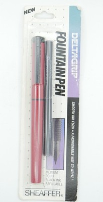 Sheaffer Delta Grip Red & Black Fountain Pen - Medium Nib - New Sealed - USA
