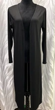 Ekouaer Black Open Front Lounge Robe Size S