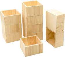 10 Pack 4 Inch Square Wood Box Unfinished Small Wooden Boxes for Crafts Outer 4