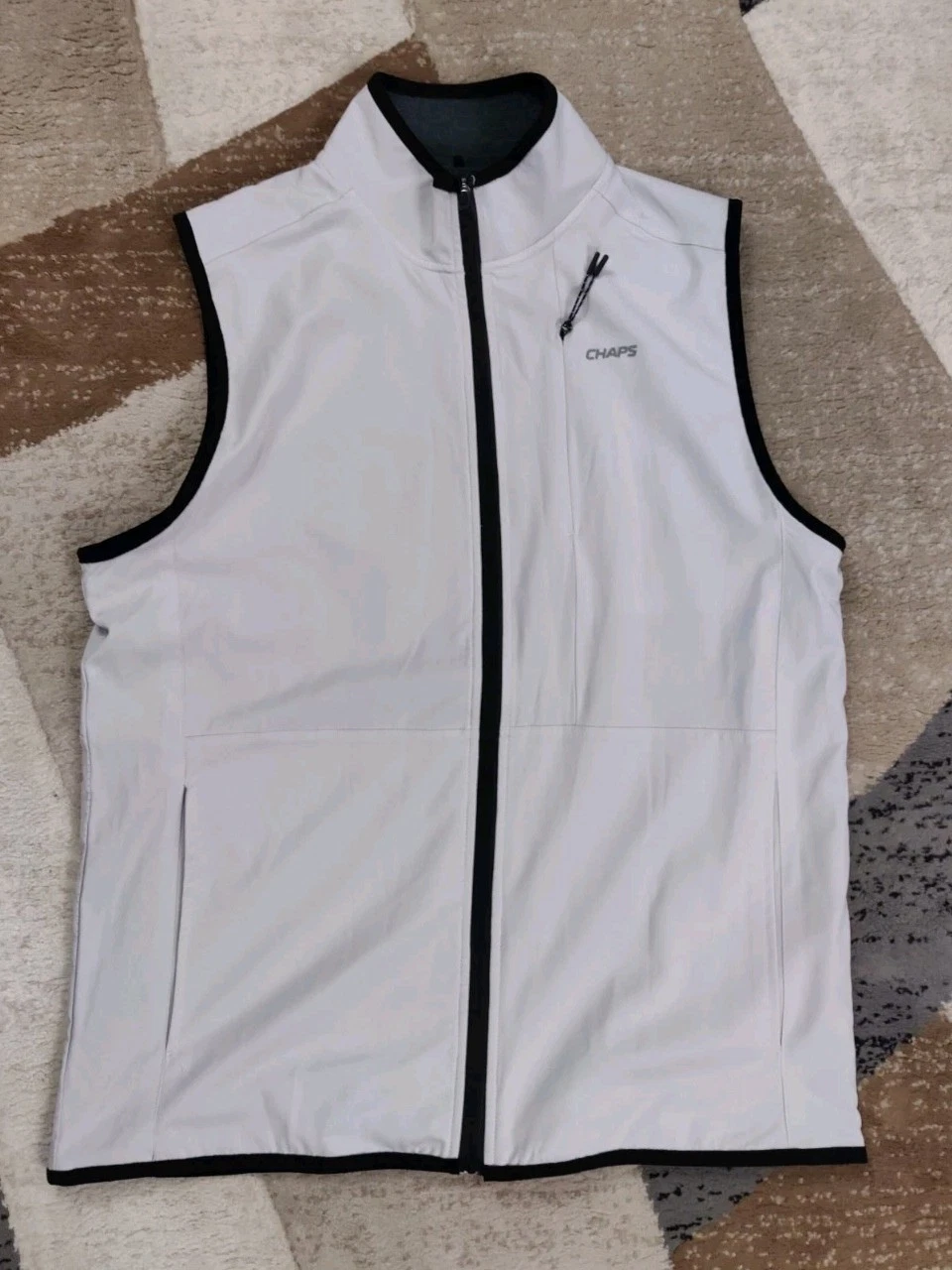 Chaps Golf Full Zip Mens Gray Sleeveless Lightweight Water-resistant Vest Sz M