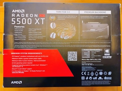 MSI Radeon RX 5500 XT 4GB GDDR6 Graphics Card (RADEON RX 5500 XT