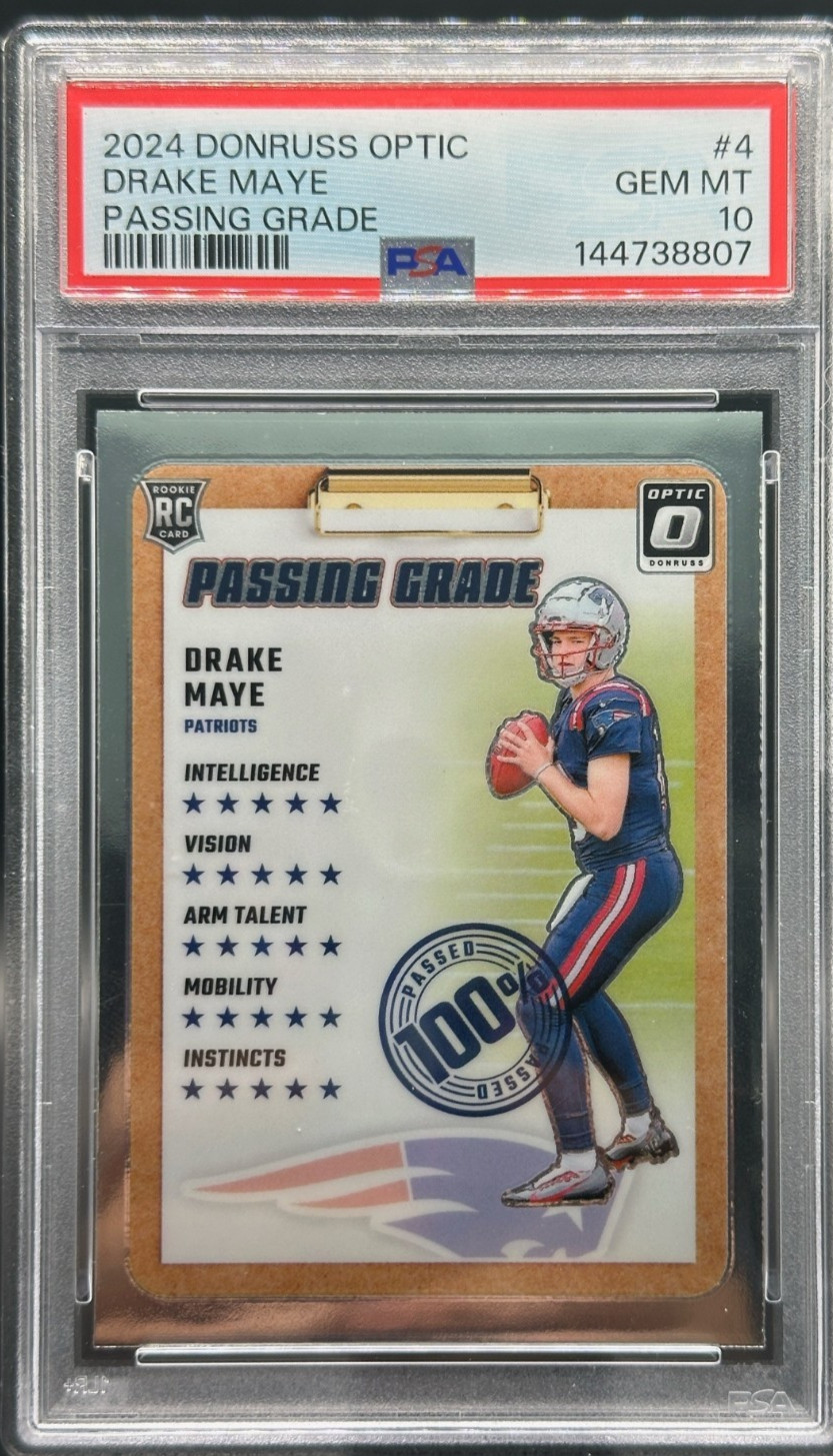 Drake Maye Panini Donruss Optic Passing Grade #4 Base