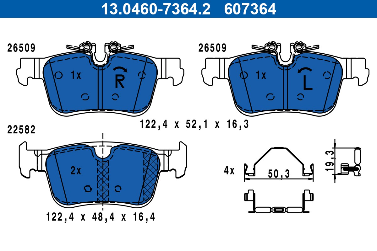 4x ✅Fits ATE 13.0460-7364.2 HAM PADS.   ⭐UK Seller⭐