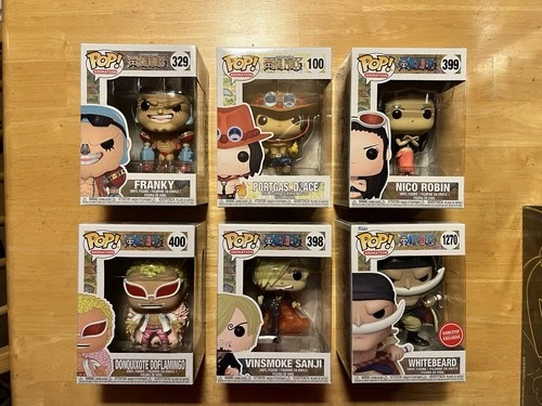 Funko Pop! One Piece Lot of 6 Franky, Nico Robin, WhiteBeard, Sanji, Doflamingo