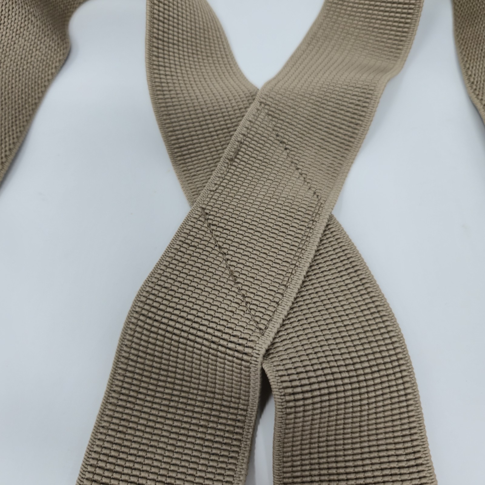 ​Men's Heavy Duty Suspenders Tan Elastic 2" Wide X-Back Metal Alligator Clips image 5