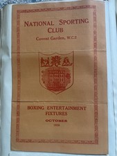 National Sporting Club Covent Garden Boxing Fixtures 1926