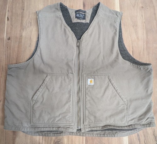 Carhartt Relaxed Fit Washed Duck Sherpa Lined Vest Mens Green Size 3XL OV4394-M