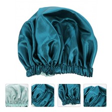 Reusable Double Layer Satin Sleep Hair Wrap for Women Soft Lightweight Blue