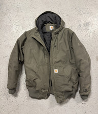 Carhartt Mens Green Hooded Bomber Jacket M In...