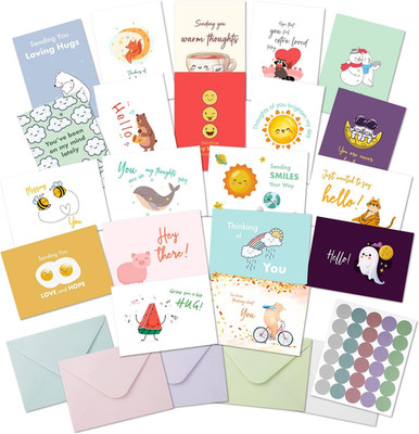 Mr. Pen Thinking of You Cards 20 Pack 5x7 Blank Inside w/ Envelopes Assorted