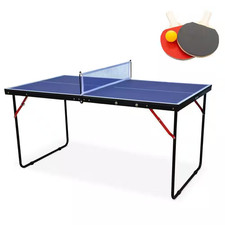 Indoor Foldable and Portable 4.5 Ft. Mid-Size Table Tennis Table with Net and 2