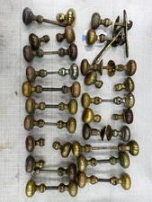 28 pair (20 & 8) Matched Antique 2" brass door knobs