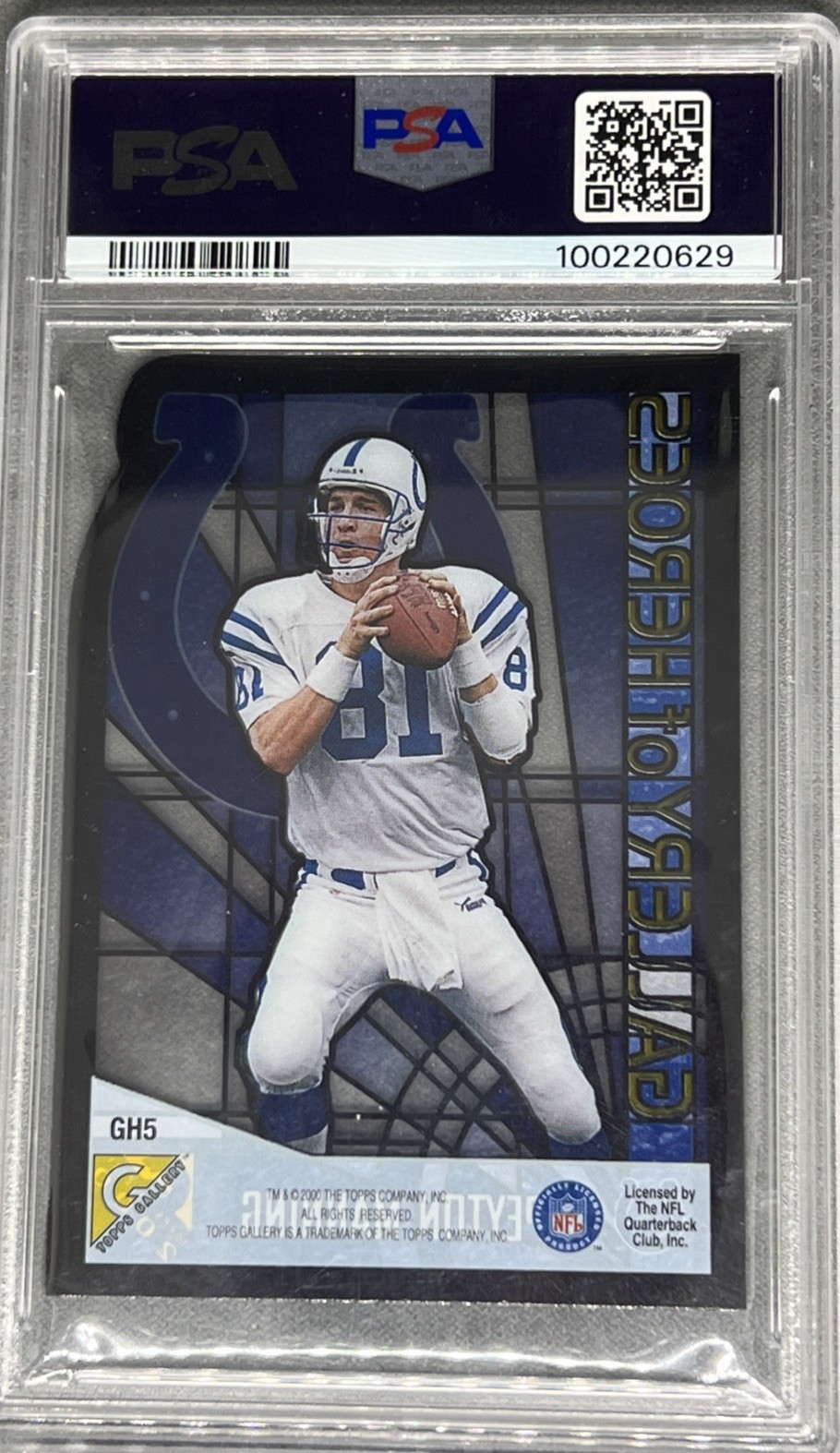 2000 Topps Gallery of Heroes Peyton Manning #GH5 Stained Glass PSA 10 view 2