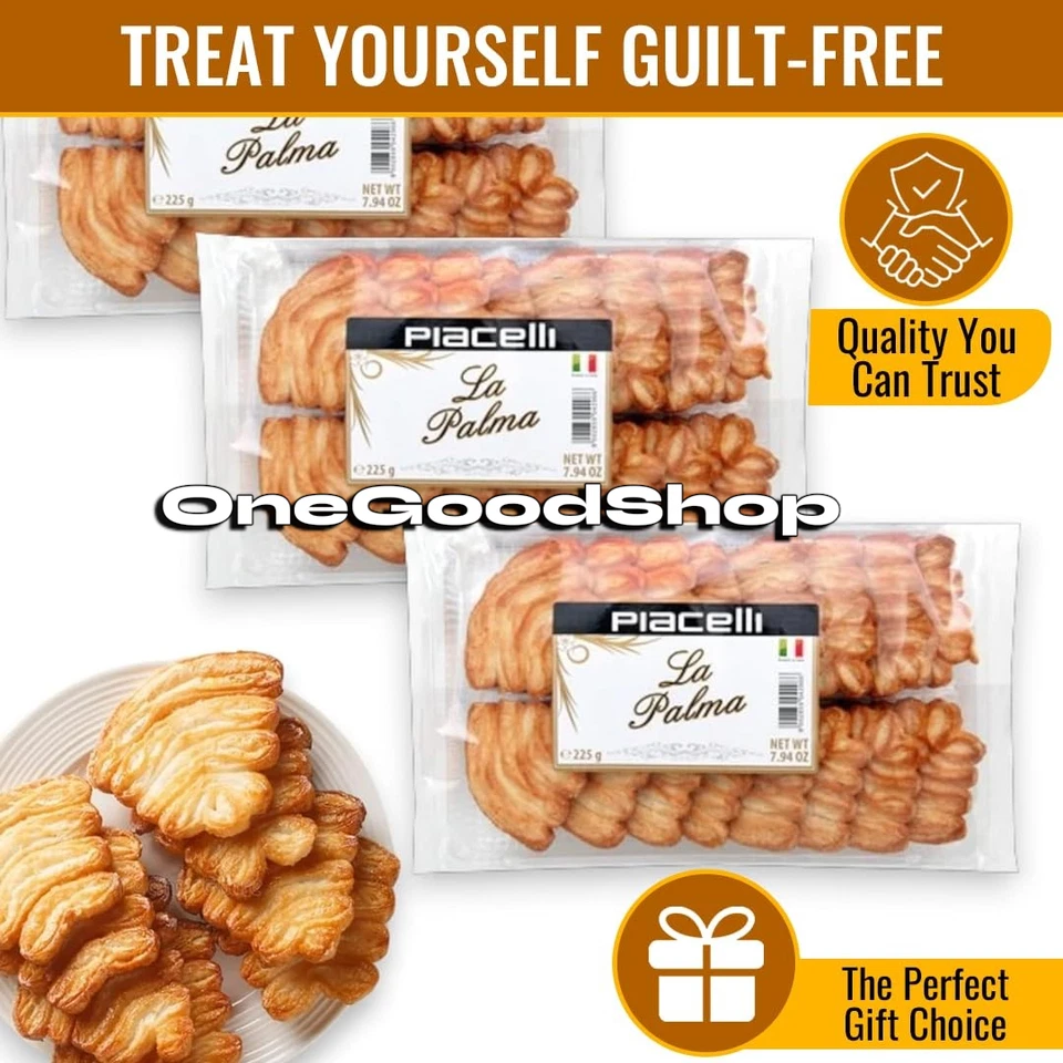 Pasteles inflados Piacelli Palmine - - 225 g/8 oz - Paquete de 3 Foto 2 de 4