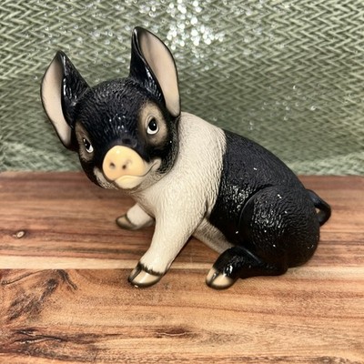 Black White Pig Figurine Harvey Knox Animal Kingdom House Of Global Art Farmhous