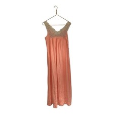 VTG 60s KAYSER LIGHT Coral PINK/PEACH Lace NIGHTGOWN L
