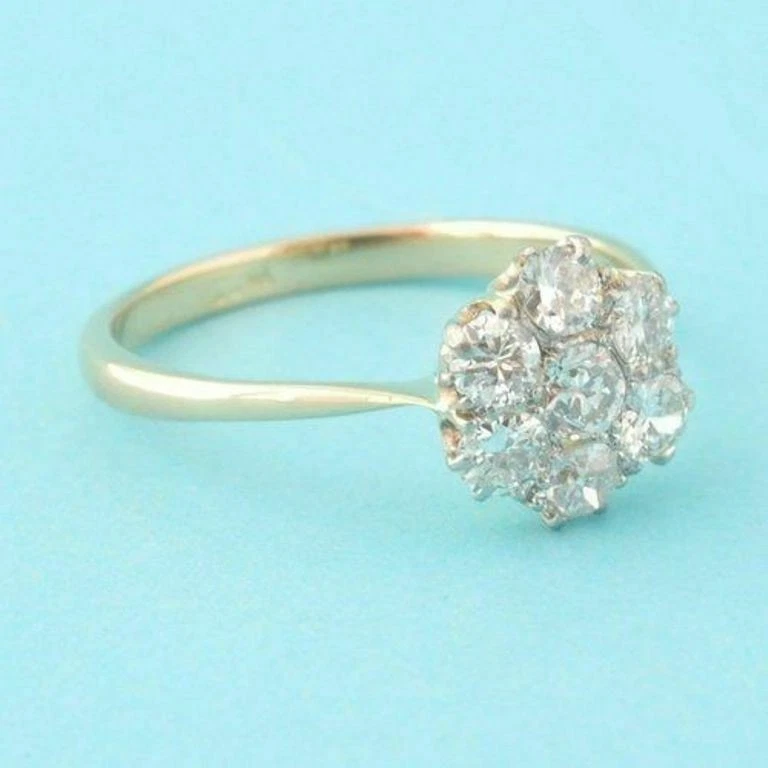 1ct Round-Cut Lab-Created Diamond Solitaire Cluster Engagement Ring 14K W Gold - Image 4 of 4