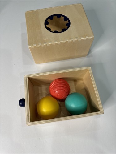 Ball Drop Box Sensory Activity Toy Early Education Wooden Panda Crate 3 Balls - Picture 3 of 10