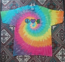 Vintage 90s Grateful Dead Liquid Blue T Shirt Dancing Bear Peace Love Size Large
