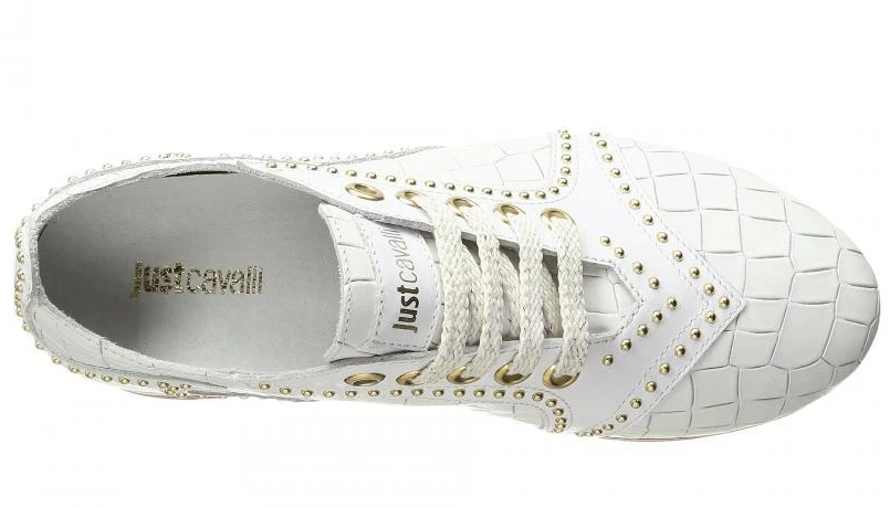 Zapatilla deportiva Just Cavalli para mujer de cuero blanca estampada Cocco Z4546 talla 38 EUR Foto 2 de 4