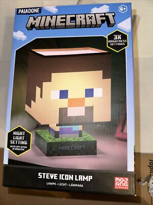 Paladone Minecraft Steve Icon Lamp w/ Night Light Setting 3 Brightness Levels