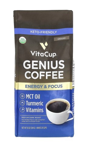 Organic Genius Coffee, Ground, Medium Dark Roast, 10 oz (284 g)