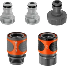 GARDENA (18270-81) 5-Piece Quick Connect Hose Fittings: Orange, Black, Grey 