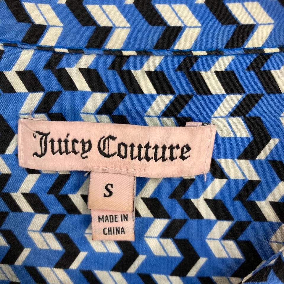 Juicy Couture шелковая блузка женщин маленький синий на пуговицах длинным рукавом 39520 - Изображение 4 из 4