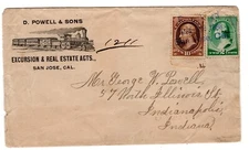 D. Powell San Jose CA Railroad/Train Advertising Registered 1888 to IN