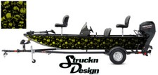 Skulls Yellow Black Graphic Texture Fishing Bass Boat Wrap Decal Vinyl Pontoon