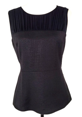 Cabi Peplum Sleeveless Top 4 Black Animal Snake Print Round Neck Style #3080