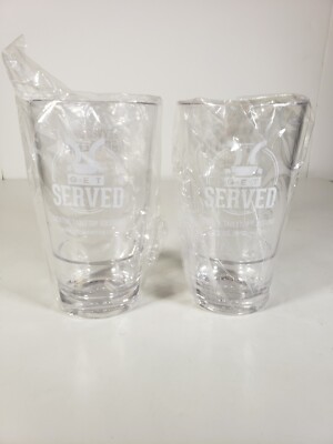 Set of 2 Instructional Mixing Plastic Glasses Revved Up Root Beer and Mojito NEW