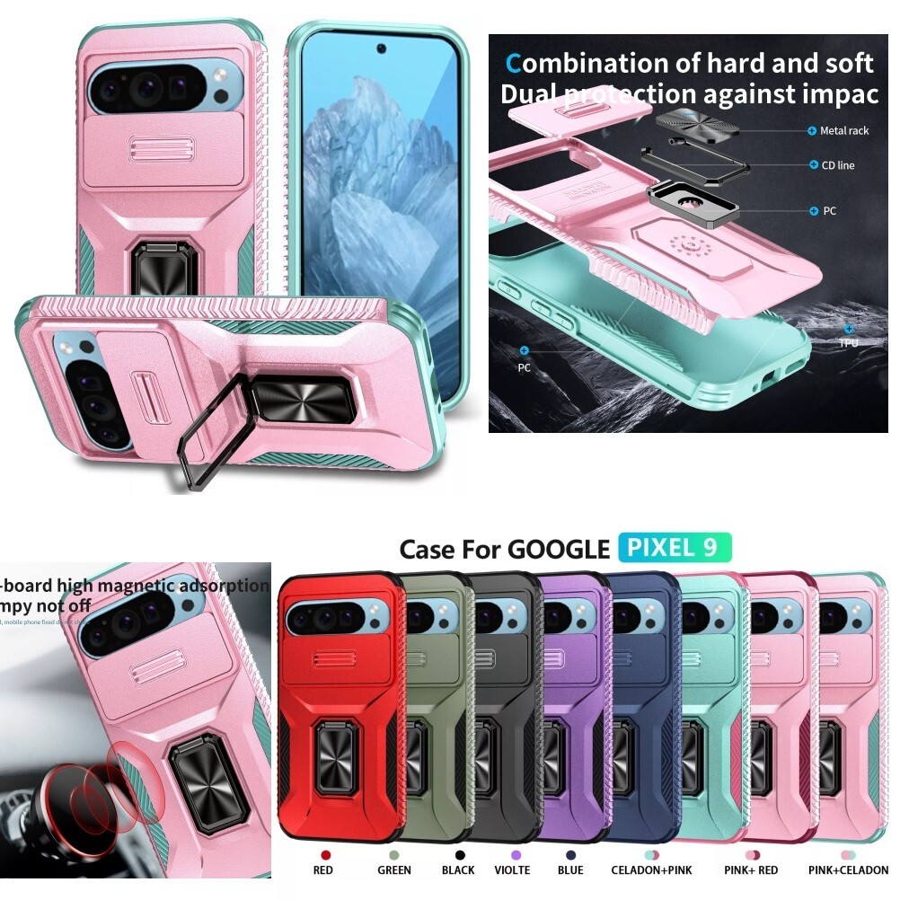 Shockproof Magnetic Ring Stand Case for Google Pixel 9 Pro XL 8A 7A