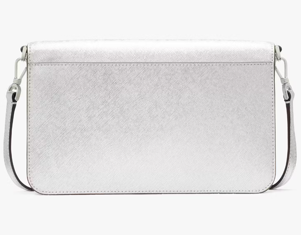 Kate Spade Madison Flap Crossbody Bag Silver Leather Chain Purse