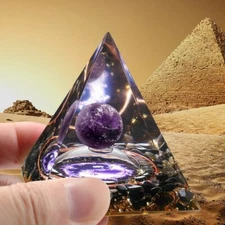 Amethyst Crystal Sphere Orgonite Pyramid & Obsidians Chakra Energy Orgone Stone