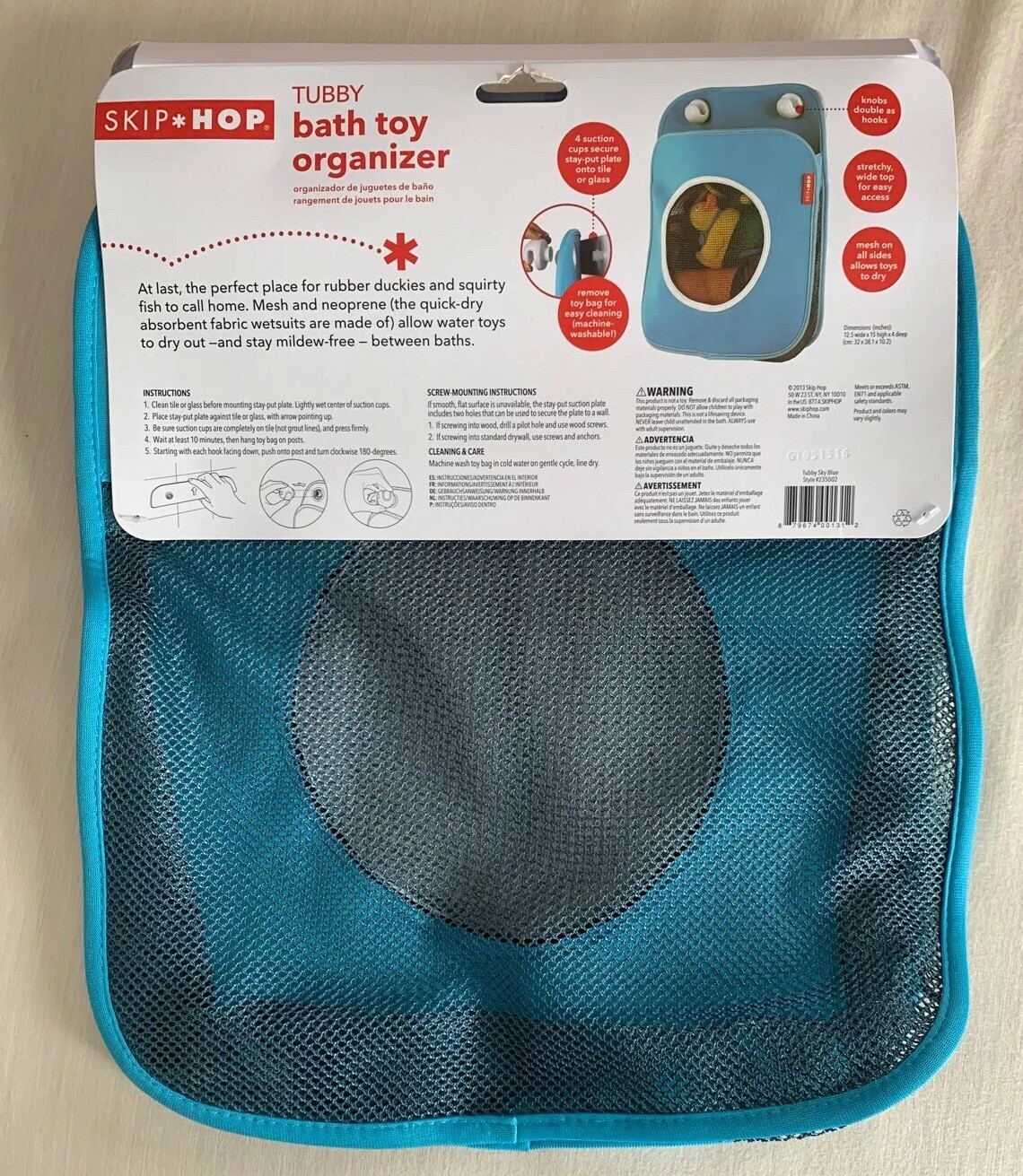 Skip Hop Tubby Bath Toy Organizer, Blue New eBay