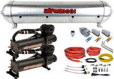 airmaxxx Dual 480 Black Air Compressors w/Raw 5 Gallon Tank & Wiring Kit