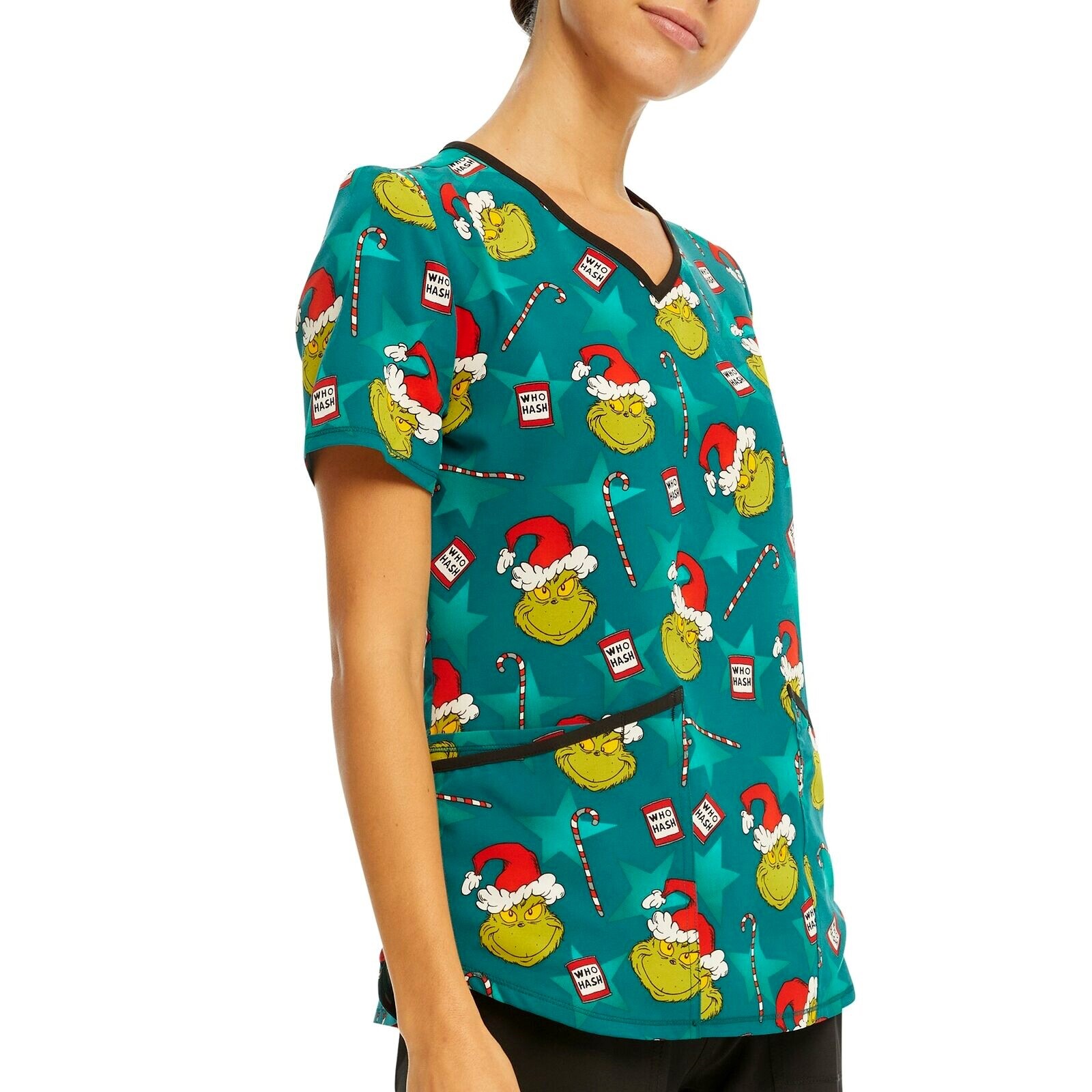 Womens The Grinch Scrub Top Shirt Who Stole Christmas XSXL 2X 3X PLUS