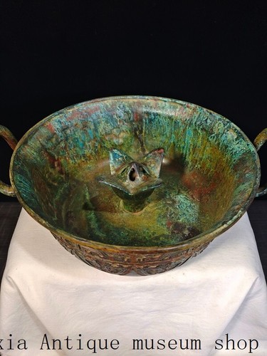 12"Collect Shang and Zhou Dynasties bronze lotus tray Pallets Dish plate vessel - 第 7/9 張圖片